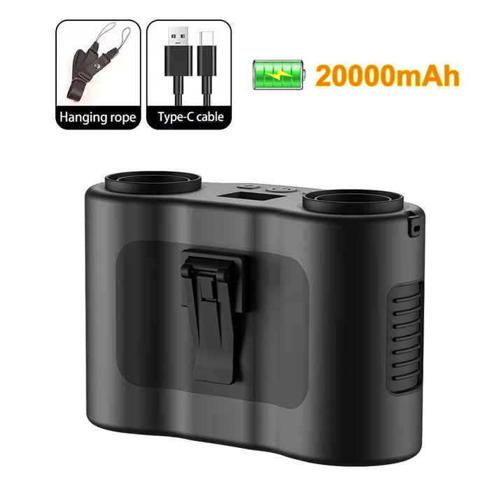 Tragbarer Taillenclip-Lüfter mit zwei Luftauslässen und 20.000mAh Batterie – BreezeMate