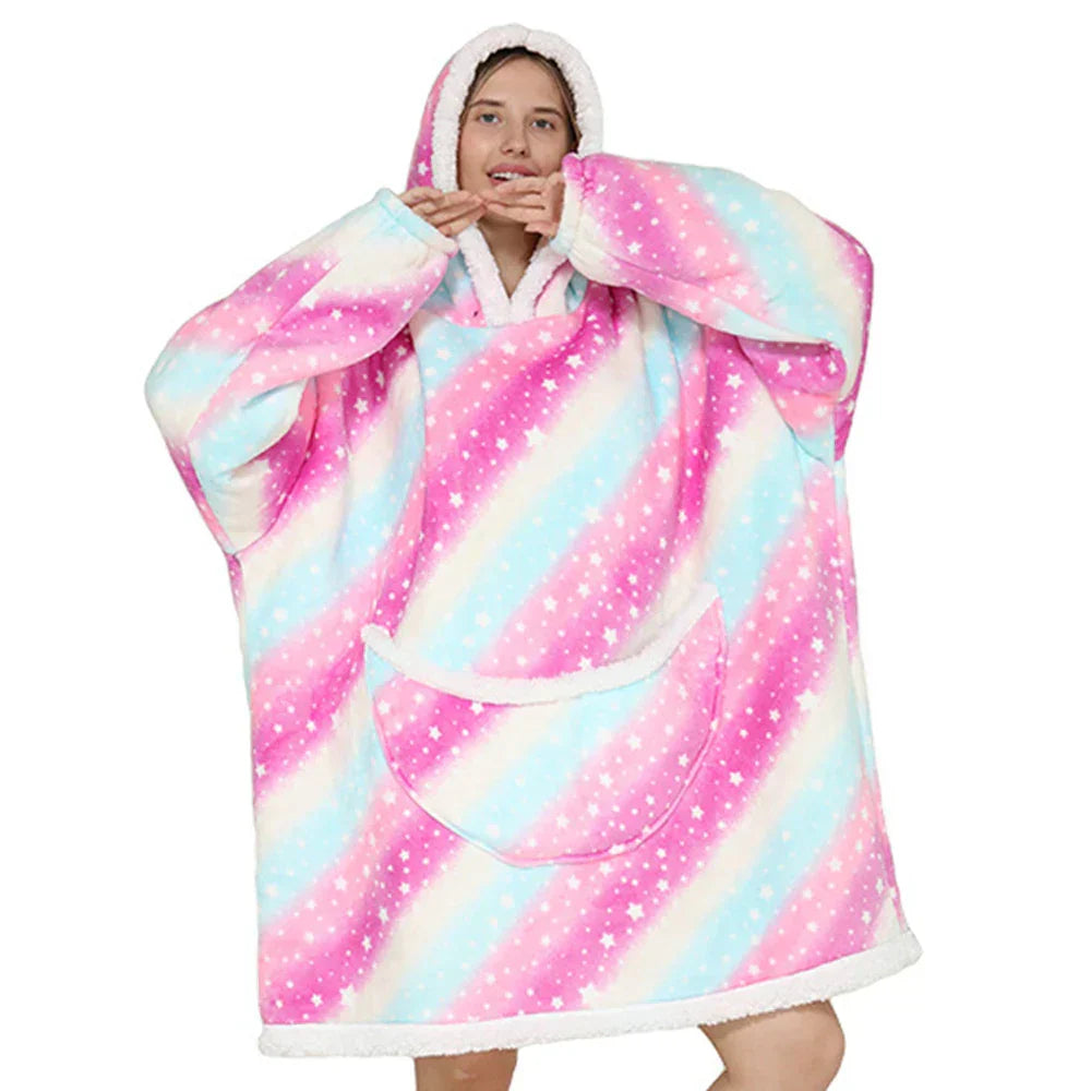 Oversized Fleece-Decke mit Kapuze & Taschen – SnugJoy
