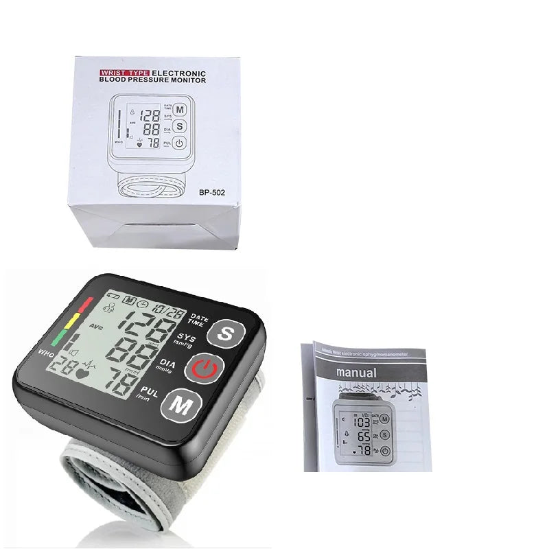 Digitaler Handgelenk-Blutdruckmessgerät mit LCD-Display – PulseTrack