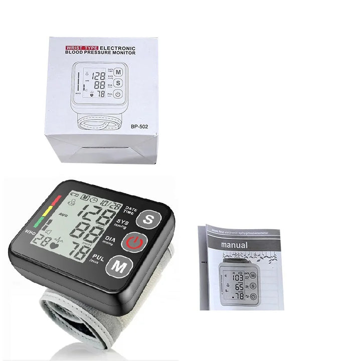Digitaler Handgelenk-Blutdruckmessgerät mit LCD-Display – PulseTrack