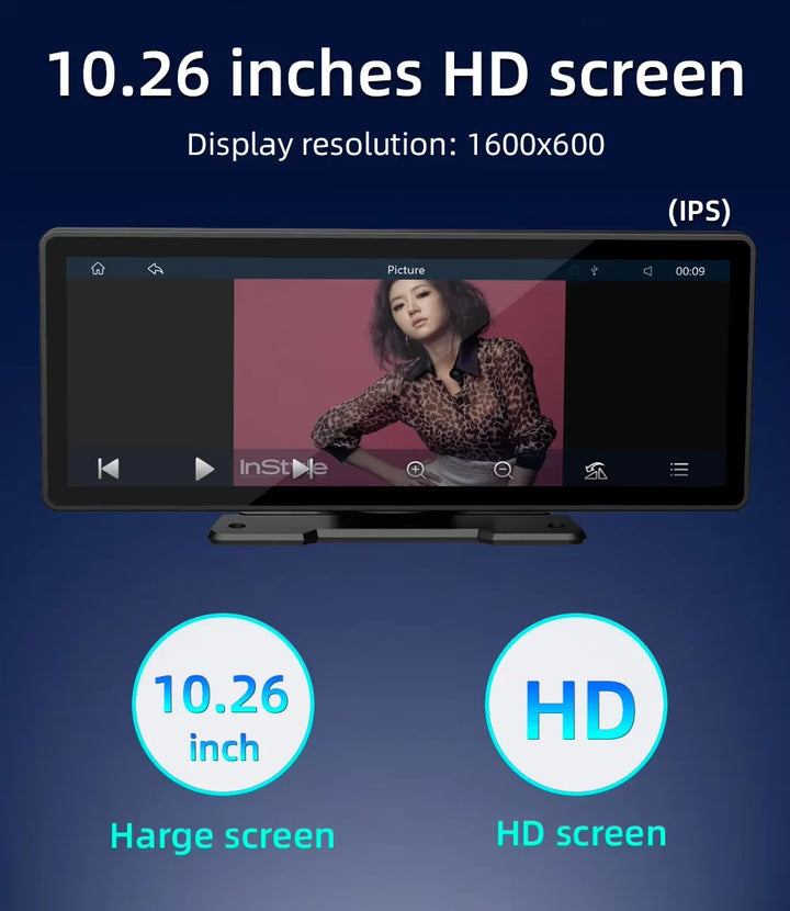Universeller 10,26-Zoll (26,06 cm) Auto-Multimedia-Player mit kabellosem CarPlay und Android Auto