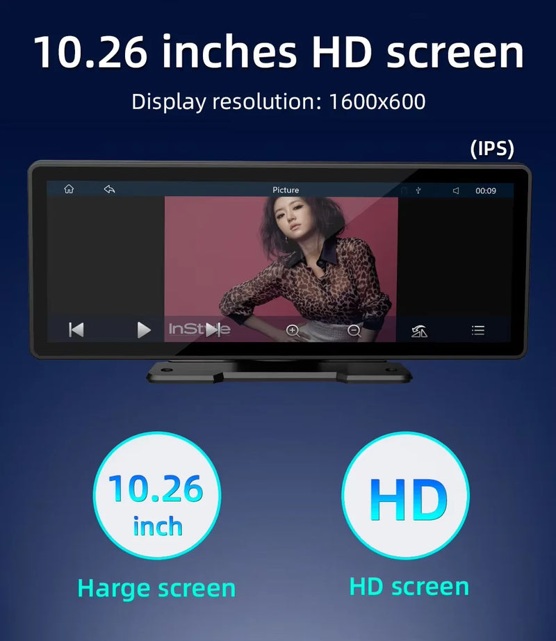 Universeller 10,26-Zoll (26,06 cm) Auto-Multimedia-Player mit kabellosem CarPlay und Android Auto