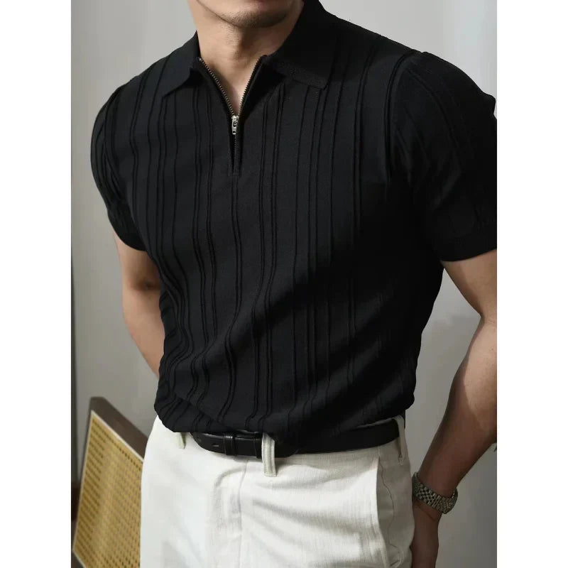 Slim Fit Herren-Poloshirt mit Reißverschluss – Fabrizio