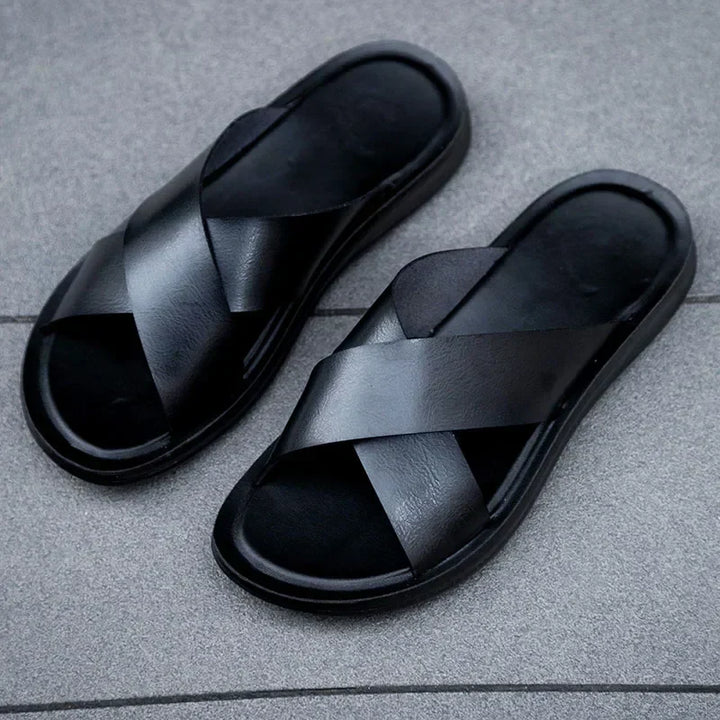 Italienische Herren-Leder-Pantoletten – Lorenzo