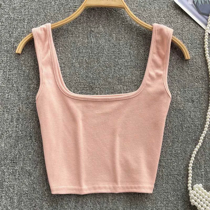Rugloser Crop-Top in einfarbiger Farbe – Zayra