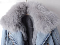 Denim- und Kunstfell-Eleganzjacke - Stella