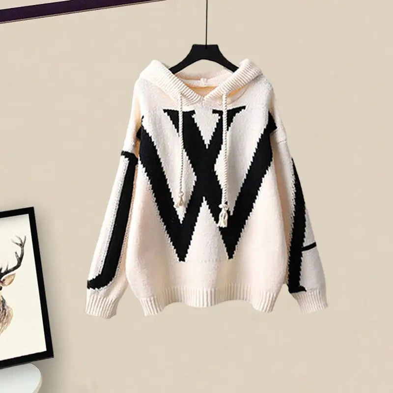 Damen Zweiteilige Herbst Set mit Strickpullover und weiter Hose – Selina