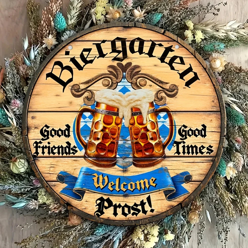 Metallisches Wandschild „Biergarten Prost“ – ProstSchild Oktoberfest 2025