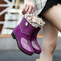 Damen Regenstiefel wasserdicht mit Blumen-Detail & Profilsohle – Serelina