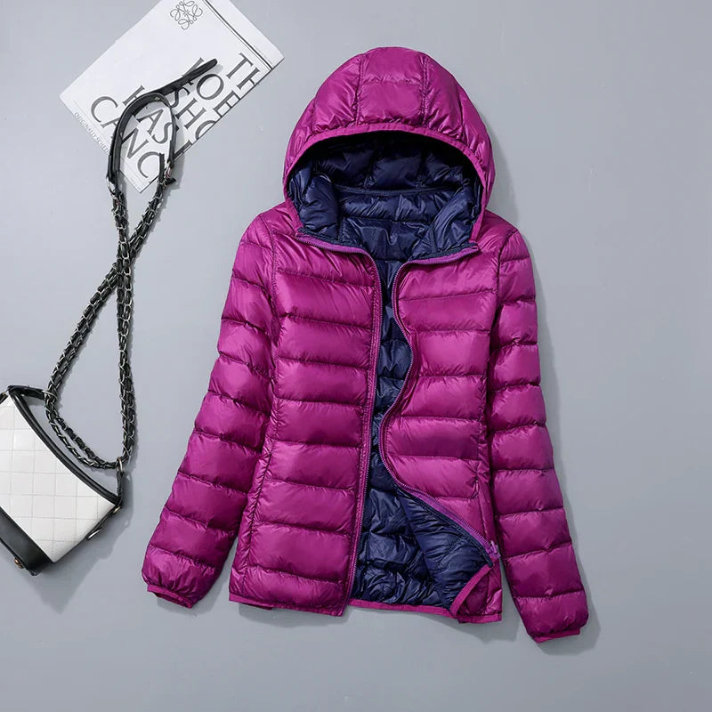 Wendbare Daunenjacke mit Kapuze – Soraya