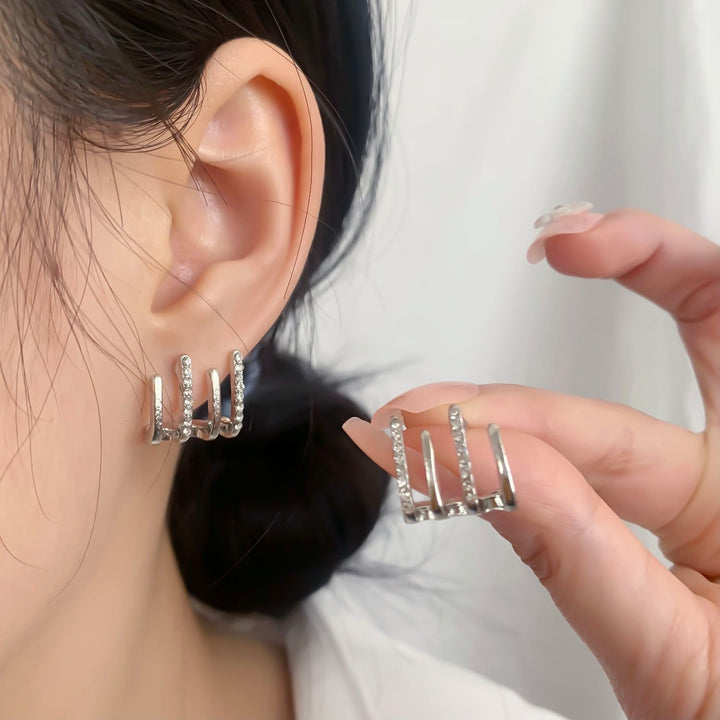 Illusion Ohringe mit Vier Hoop und Zirkonia - Zarvia