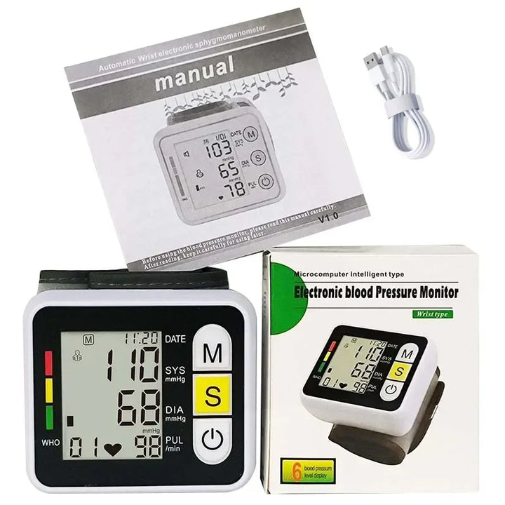Digitaler Handgelenk-Blutdruckmessgerät mit LCD-Display – PulseTrack