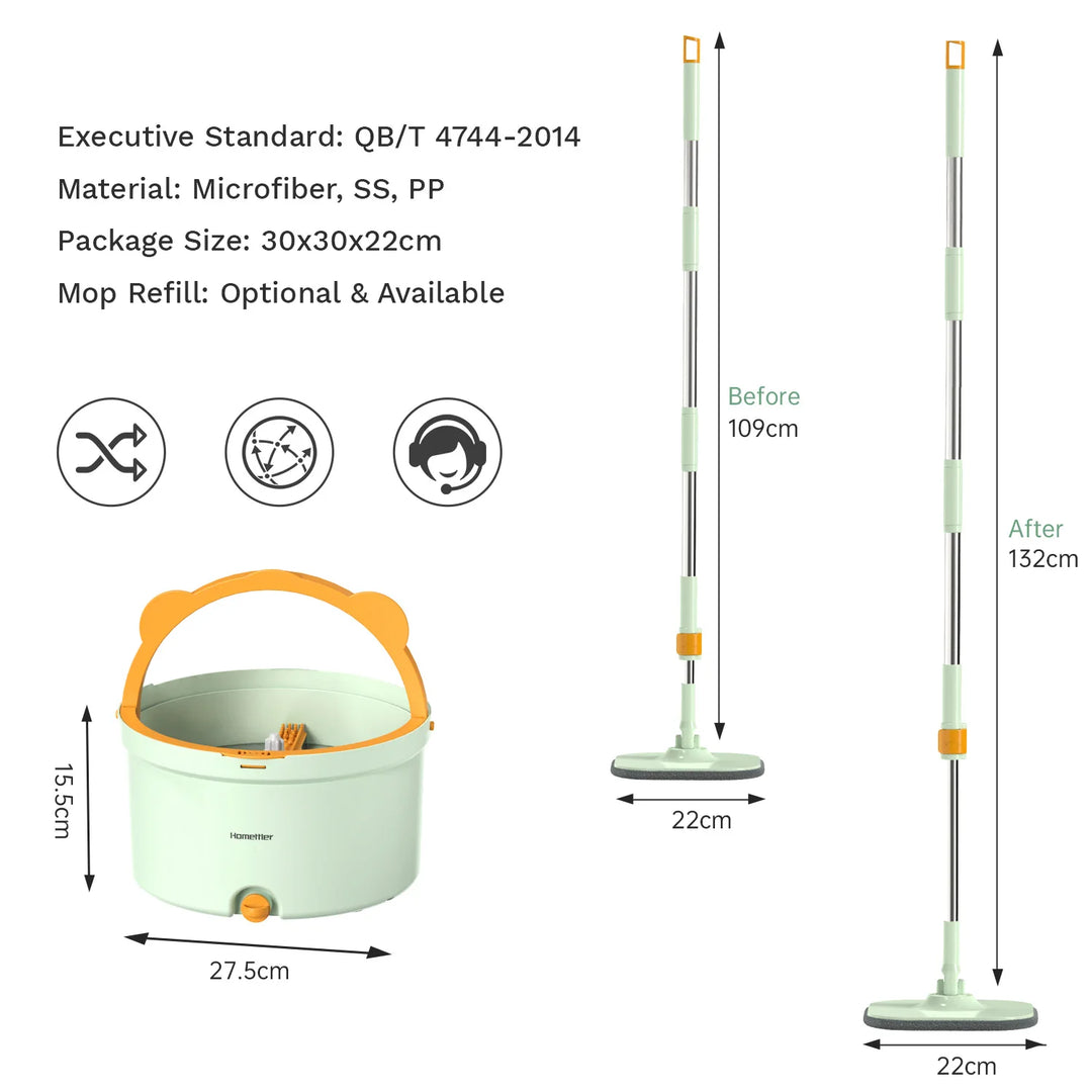 Selbstrotierender Wischmopp mit Eimer - SpinMop