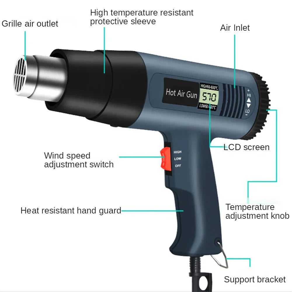 2000W Industrie-Elektrowärmegebläse mit digitaler LCD-Anzeige und einstellbarer Temperatur – ProTherm