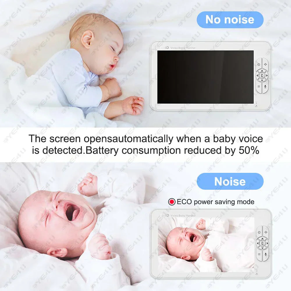 5-Zoll HD Video-Babyphone mit Kamera, PTZ-Zoom und Nachtsicht