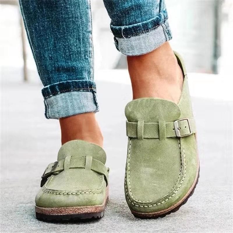 Retro Wildleder Pantoletten mit orthopädischem Komfort - Solenza