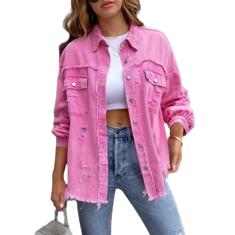 Boho dame-denimjakke med Ibiza-flair & slim fit til forår/sommer – Yara