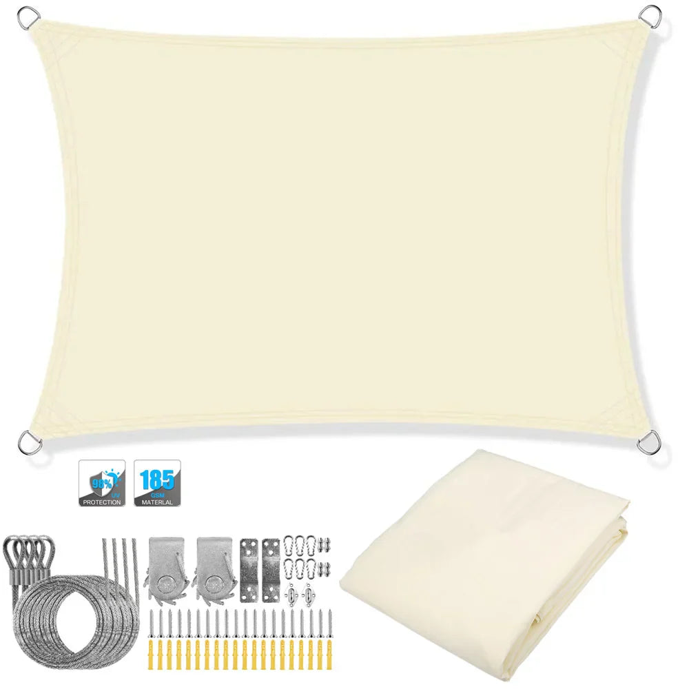 Wasserfester rechteckiger Sonnenschutzsegel mit UV-Schutz und Montagesets – ShadeGuard
