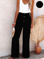 Damen Leinenhose mit Hoher Taille und weitem Bein – Livia