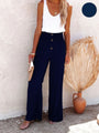 Damen Leinenhose mit Hoher Taille und weitem Bein – Livia