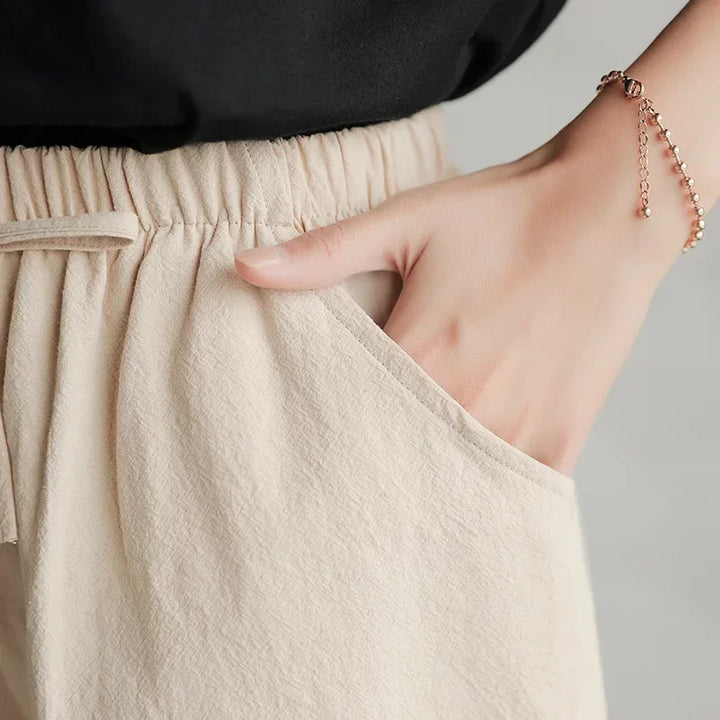 Luftige Damen Leinen-Shorts mit Hoher Taille und Sportlicher Passform – Fenja