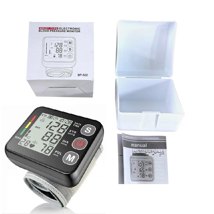 Digitaler Handgelenk-Blutdruckmessgerät mit LCD-Display – PulseTrack