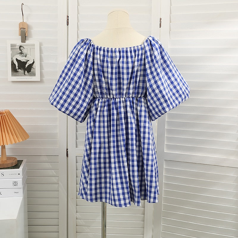 Modisches Damenkleid mit Karree-Ausschnitt & Puffärmeln – Selina