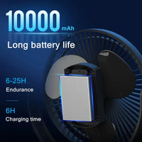 Tragbarer USB-Akku-Lüfter mit 10000mAh Batterie & Clip – Zephyr
