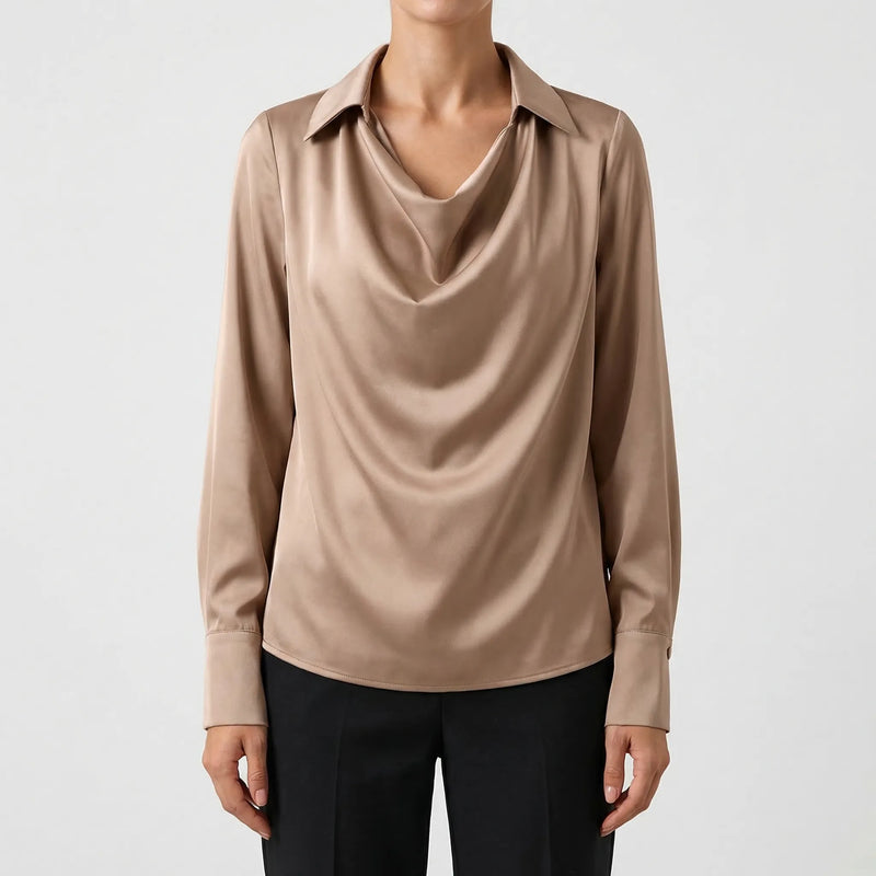 Satin-Finish Collared Women's Top - Janice