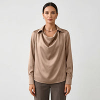 Satin-Finish Collared Women's Top - Janice