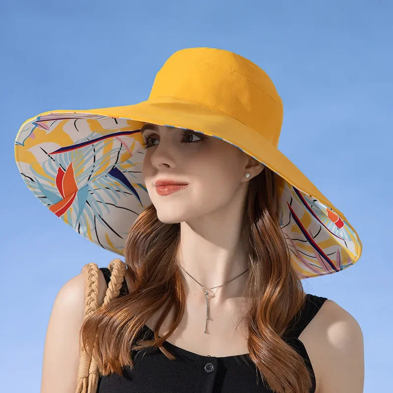Wendbarer Sonnenhut aus Baumwolle mit breiter Krempe (56–60 cm) – Liora