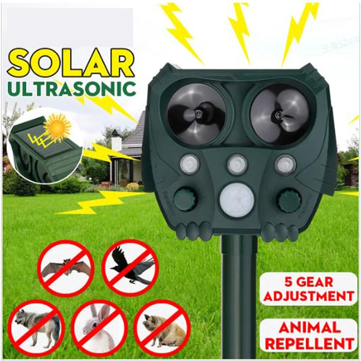 Solar Ultraschall-Tiervertreiber mit PIR-Sensor und blinkendem Licht – GuardPet