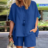 Trendiges Zweiteiliges Leinen Sommer-Set mit Shorts für Damen – Nayla