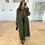 Langer Damenmantel mit Kontrastnähten – Herbstzauber Viviane