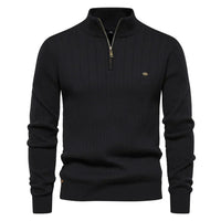 Herren Strickpullover aus Baumwolle mit Reißverschluss & Stehkragen – Ardel