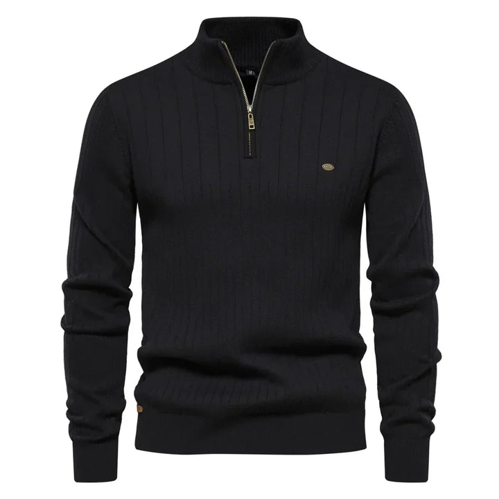 Herren Strickpullover aus Baumwolle mit Reißverschluss & Stehkragen – Ardel