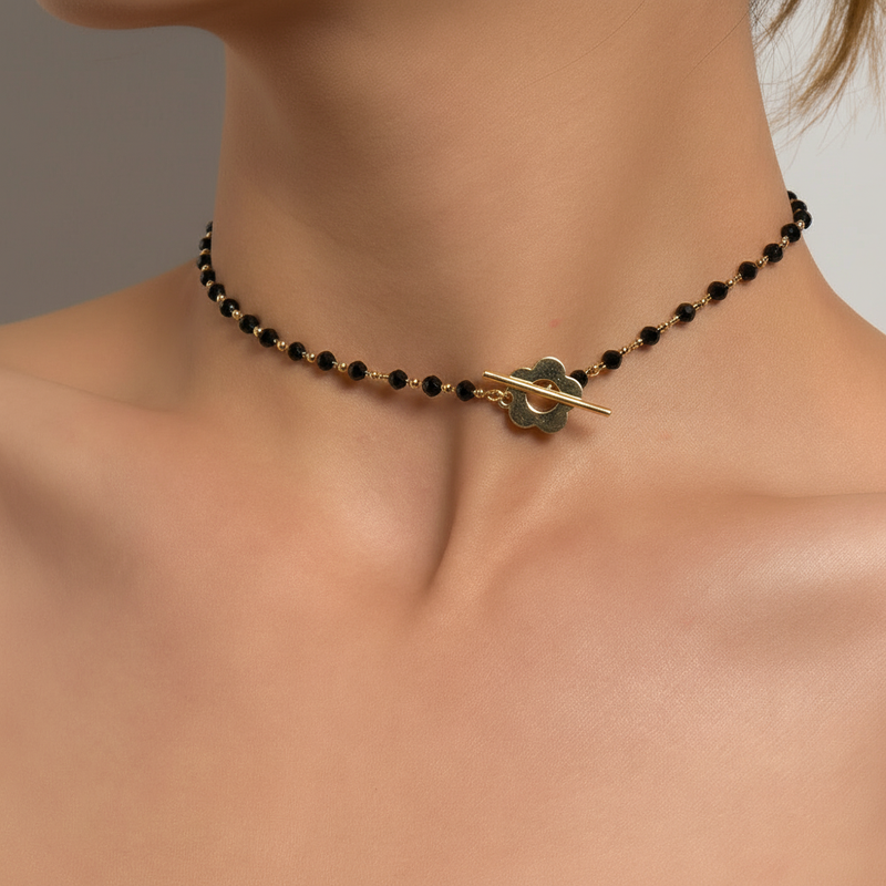 Schwarze Kristallhalskette - CrystalJewelry