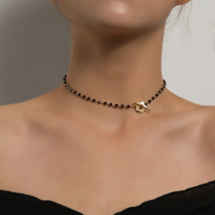 Schwarze Kristallhalskette - CrystalJewelry