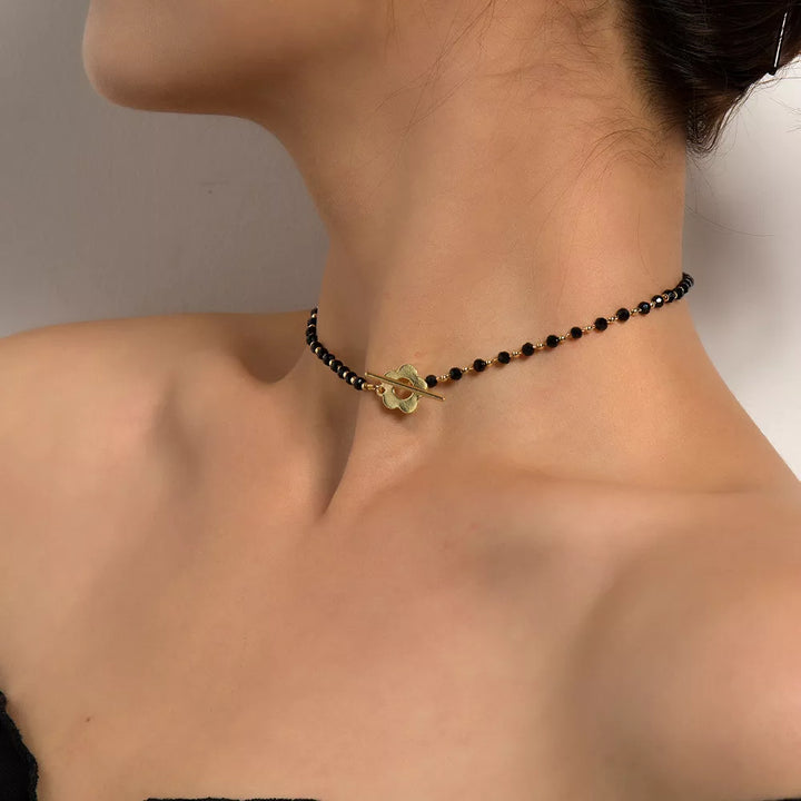 Schwarze Kristallhalskette - CrystalJewelry
