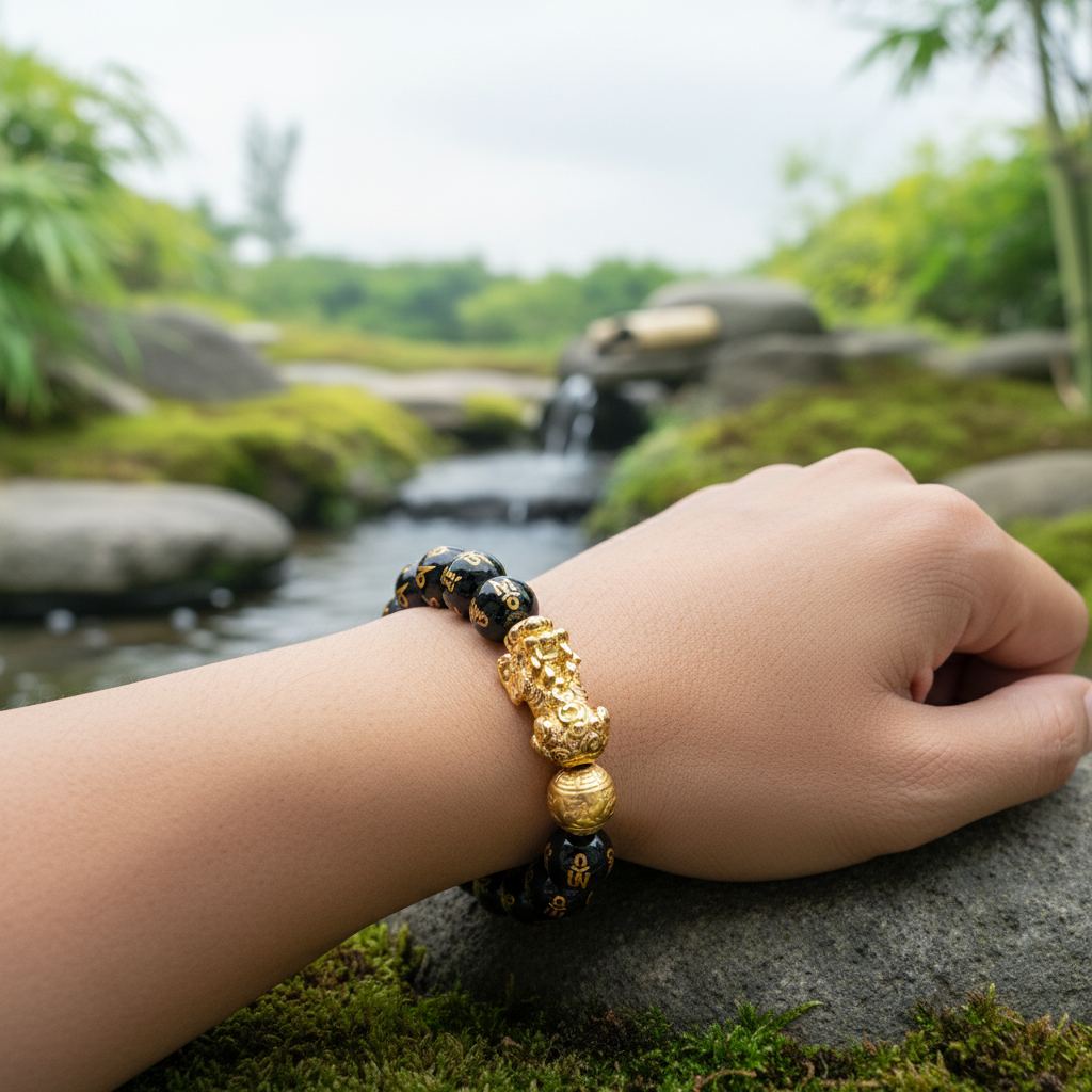 Schwarzes Obsidian-Armband - WealthObsidian