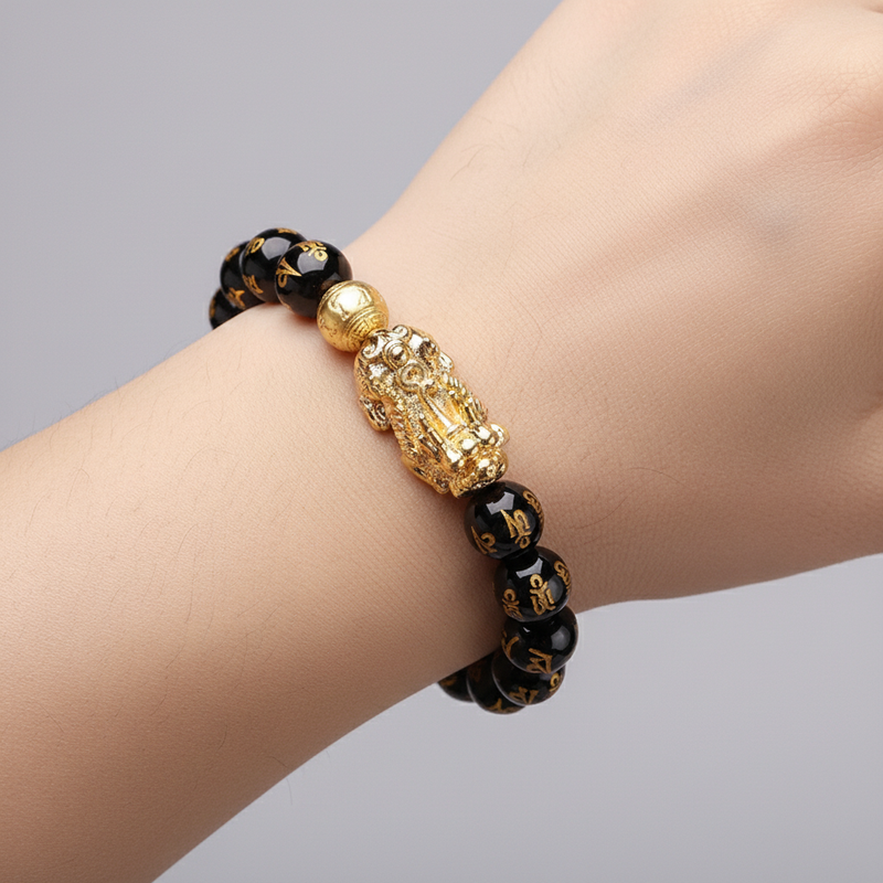 Schwarzes Obsidian-Armband - WealthObsidian