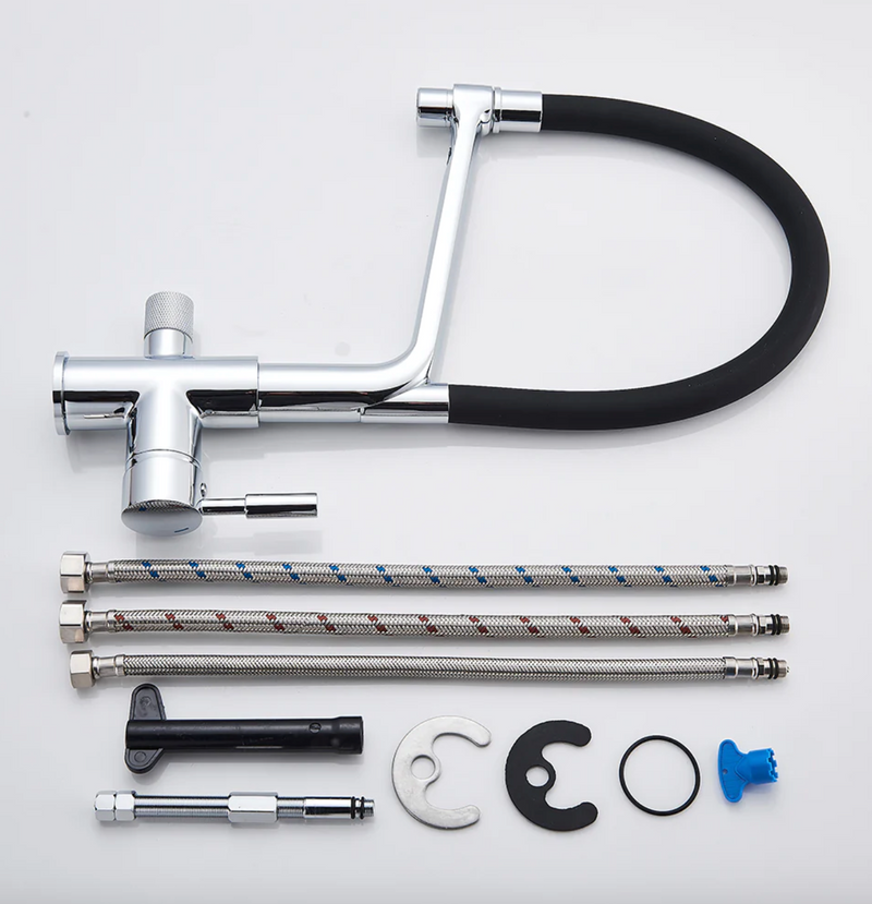 Küchenarmatur mit Doppel-Auslauf und Wasserfiltration – PureFlow Duo