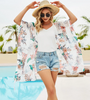 Kimono-Überwurf mit Blumenmuster und Fransen – Liora