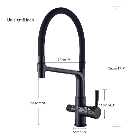 Küchenarmatur mit Doppel-Auslauf und Wasserfiltration – PureFlow Duo