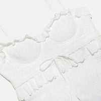 Stilvolles Besticktes Camisole Maxikleid in Weiß – Alina