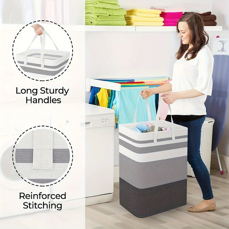 75L großer Wäschekorb mit Griffen und zusammenklappbarem Design – Solen