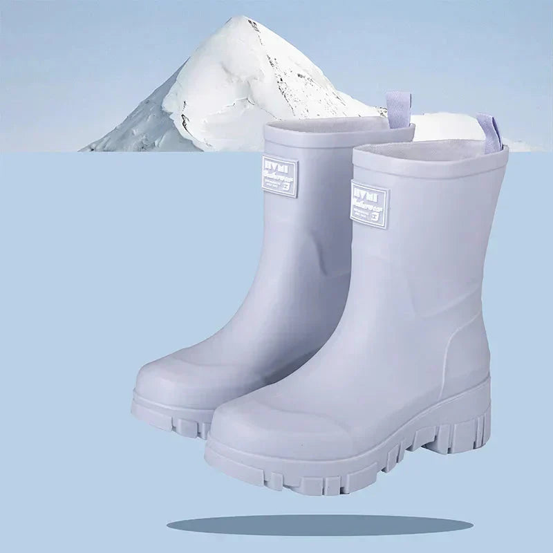 Damen Chelsea-Regenstiefeletten wasserdicht mit Blockabsatz & Profilsohle – Saphira