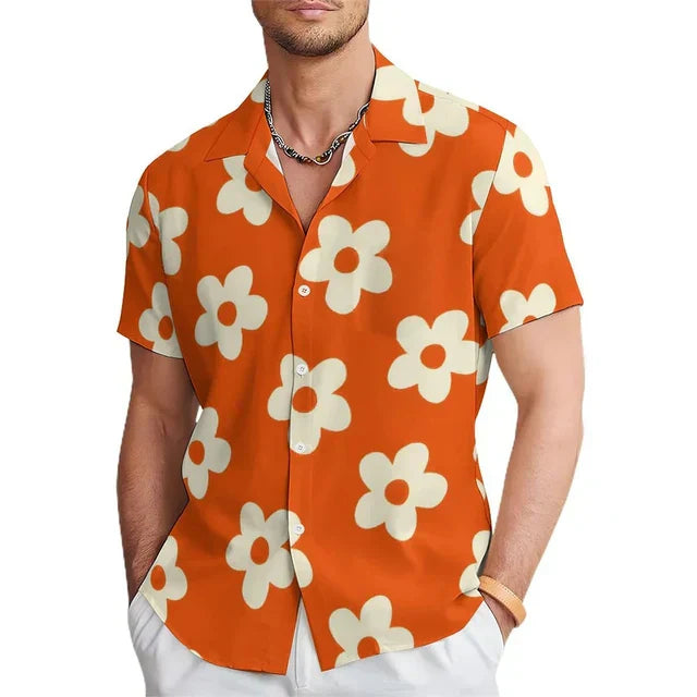 Herren Sommerhemd mit Blumenmuster und Reverskragen – Elian