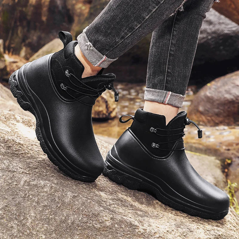 Herren Regenstiefel wasserdicht mit Knöchelriemen & Profilsohle – Darius