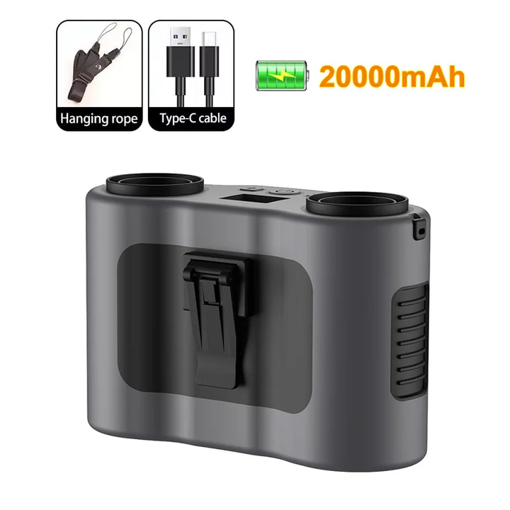 Tragbarer Taillenclip-Lüfter mit zwei Luftauslässen und 20.000mAh Batterie – BreezeMate